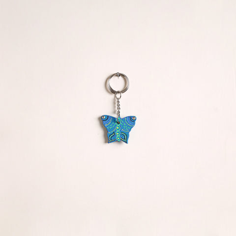 Butterfly - Abstract Pastel Handpainted Hand-Carved Wooden Keychain 25