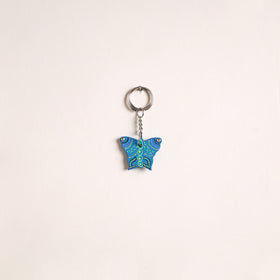 Butterfly - Abstract Pastel Handpainted Hand-Carved Wooden Keychain 25