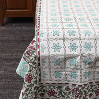 Green - Pure Cotton Single Sanganeri Print Bed Cover 50