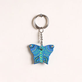 Butterfly - Abstract Pastel Handpainted Hand-Carved Wooden Keychain 25