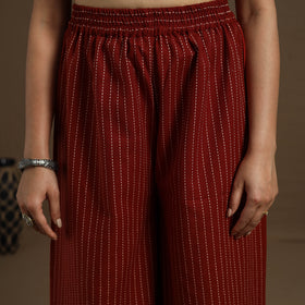 Buy Cotton Maroon Flared Jacquard Palazzo