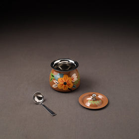 Floral Handpainted Enamelware Stainless Steel Ghee Pot 47