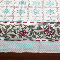 Green - Pure Cotton Single Sanganeri Print Bed Cover 50