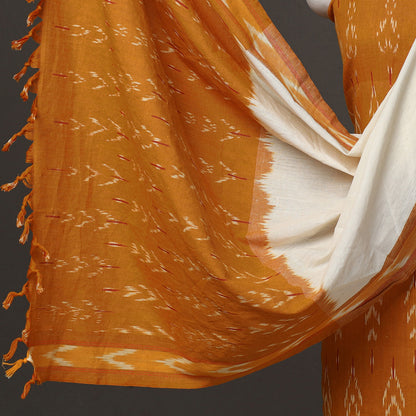 Yellow - 3pc Pochampally Ikat Weave Handloom Cotton Suit Material Set 01