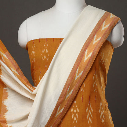 Yellow - 3pc Pochampally Ikat Weave Handloom Cotton Suit Material Set 01