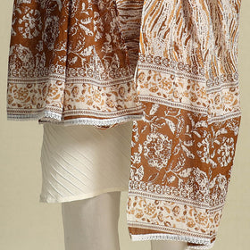  Brown Cotton Jaipur Printed Dupatta 