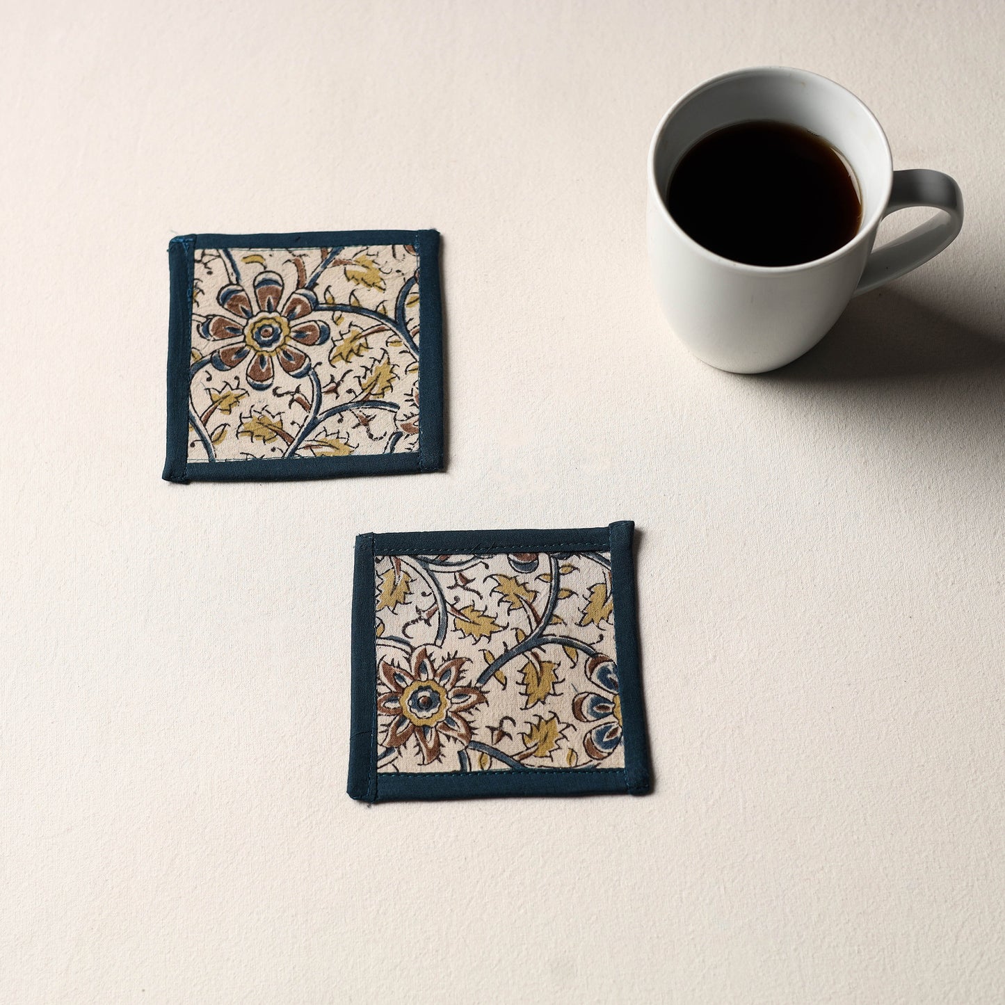 Beige Handmade Cotton Coasters (Set of 2)