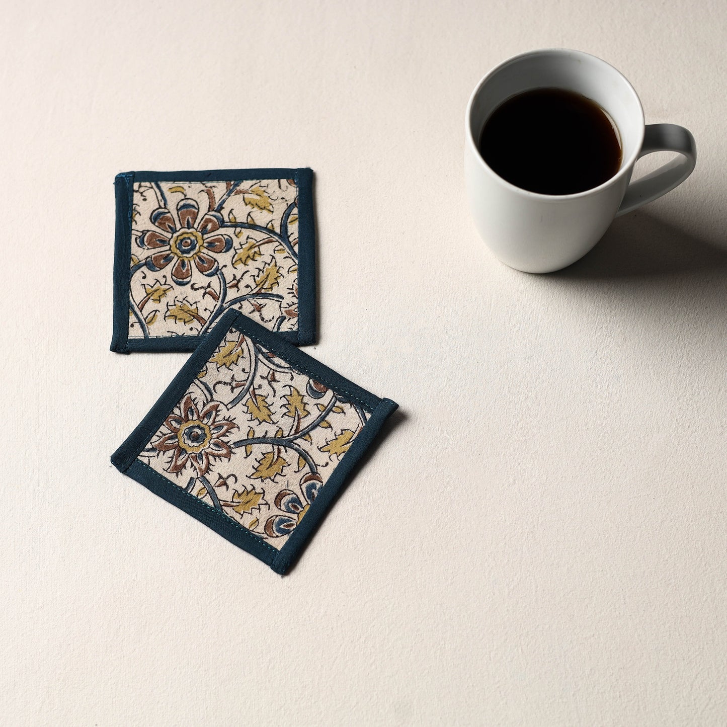 Beige Handmade Cotton Coasters (Set of 2)