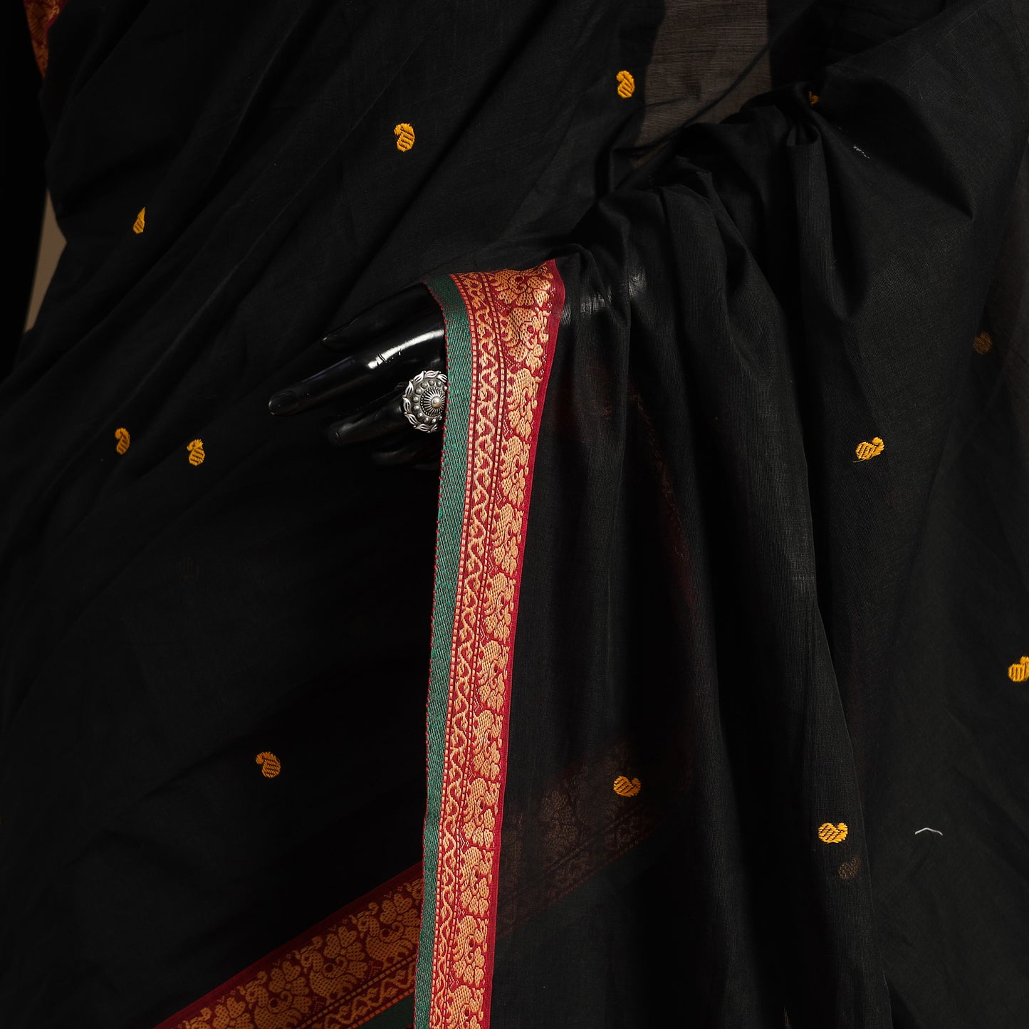 Black Kandangi Chettinad Cotton Saree with Border