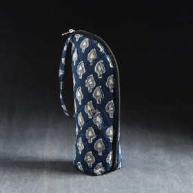 Blue Handmade Cotton 1L Water Bottle Cover