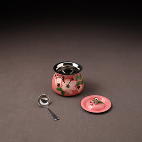 Floral Handpainted Enamelware Stainless Steel Ghee Pot 49