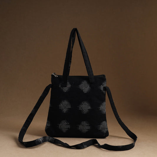 Black - Handmade Quilted Cotton Sling Bag 13