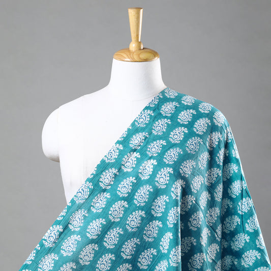 Green - Indigo Bagh Block Printed Cotton Fabric