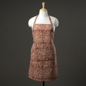 Brown Kalamkari Block Printed Cotton Apron with Pocket 