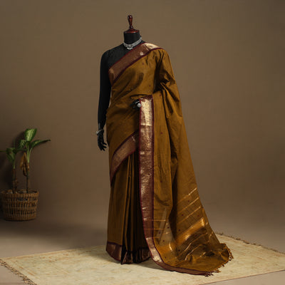 Brown Kandangi Chettinad Cotton Saree with Border