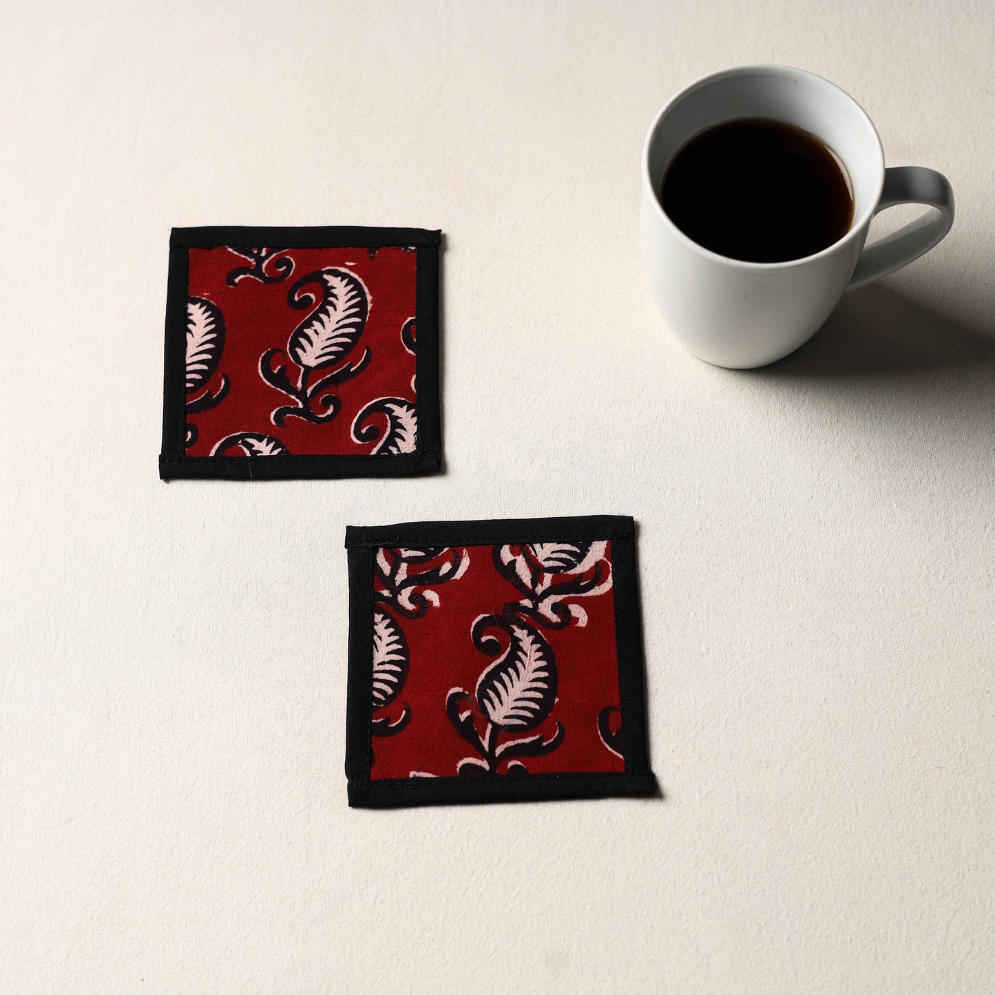 Maroon Handmade Cotton Coasters (Set of 2)