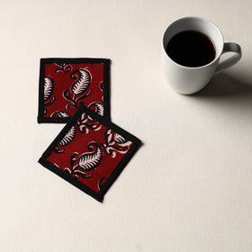 Maroon Handmade Cotton Coasters (Set of 2)