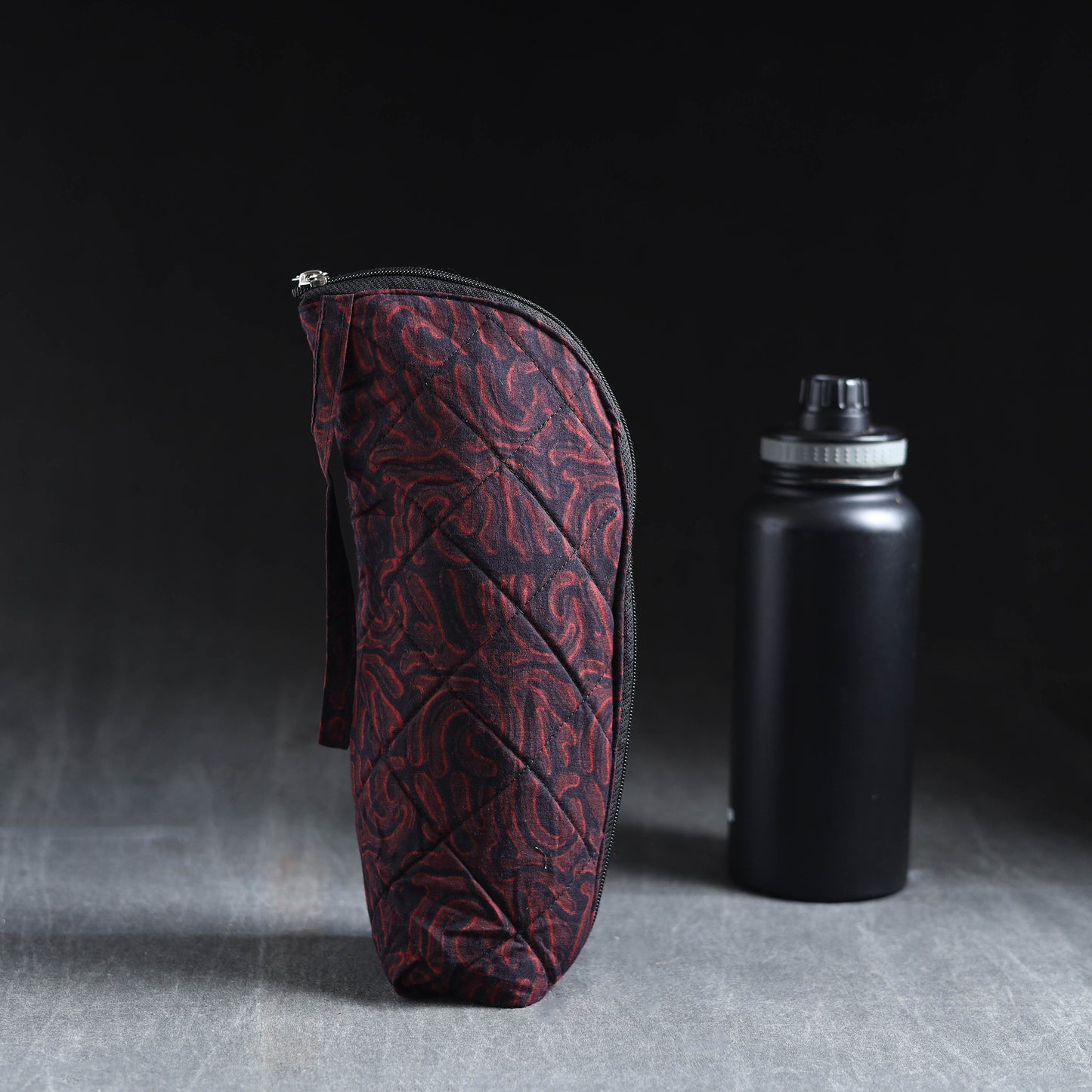 Maroon Handmade Cotton 1L Water Bottle Cover