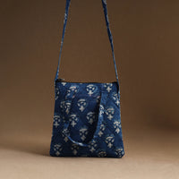 Blue - Handmade Quilted Cotton Sling Bag 15