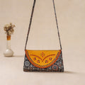 Traditional Kutch Mashru Silk Leather Flap Sling Bag 31