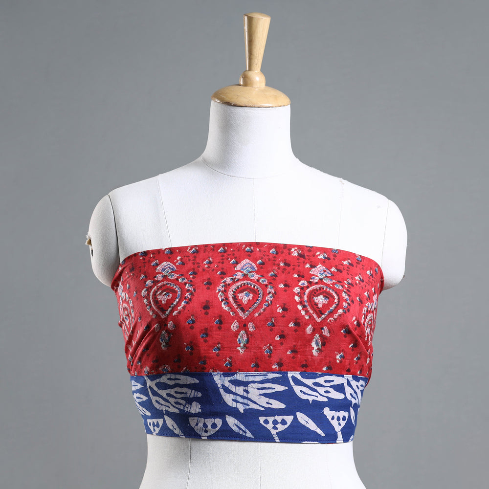 Red - Sanganeri Block Printed Cotton Blouse Piece