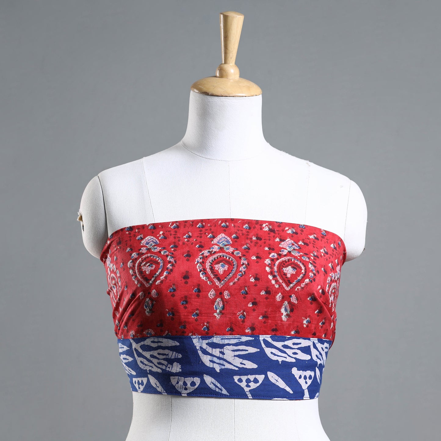 Red - Sanganeri Block Printed Cotton Blouse Piece