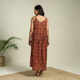 Buy Red Hand Block Print Cotton Flared Ajrakh Dress