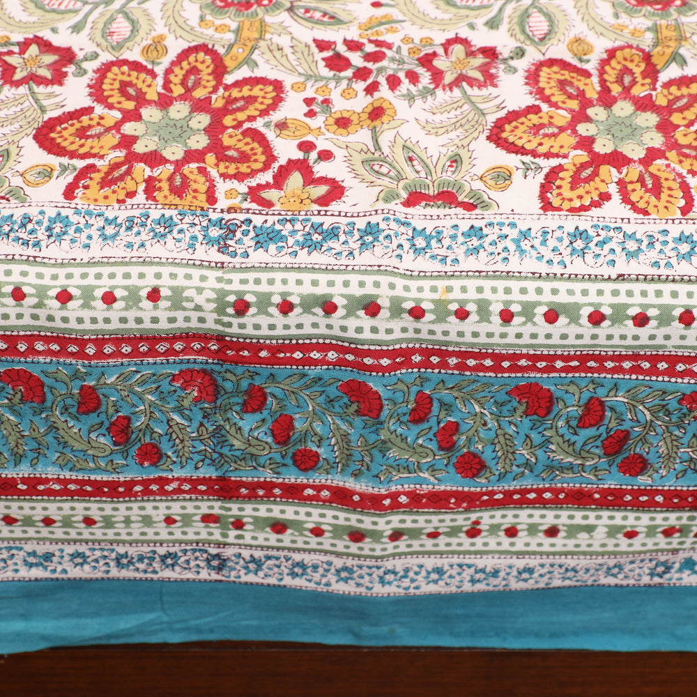 Multicolor - Pure Cotton Single Sanganeri Print Bed Cover 53