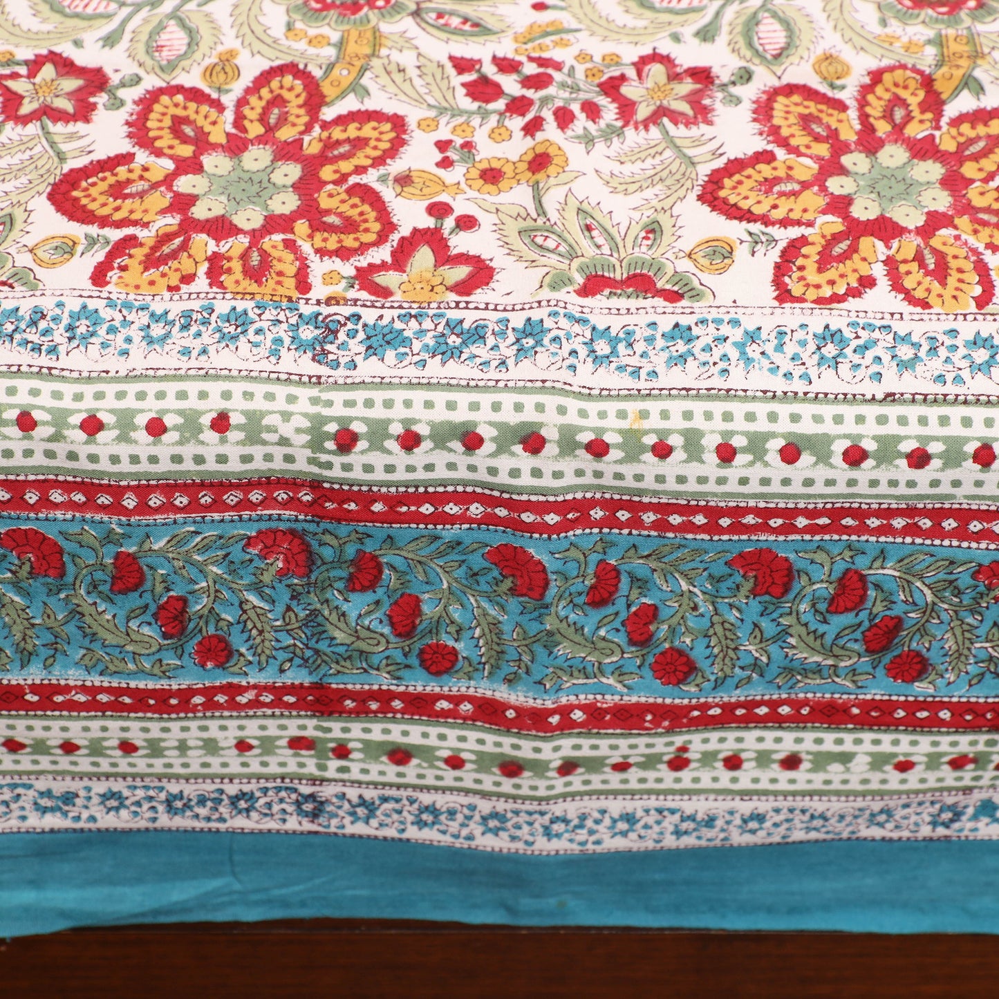 Multicolor - Pure Cotton Single Sanganeri Print Bed Cover 53