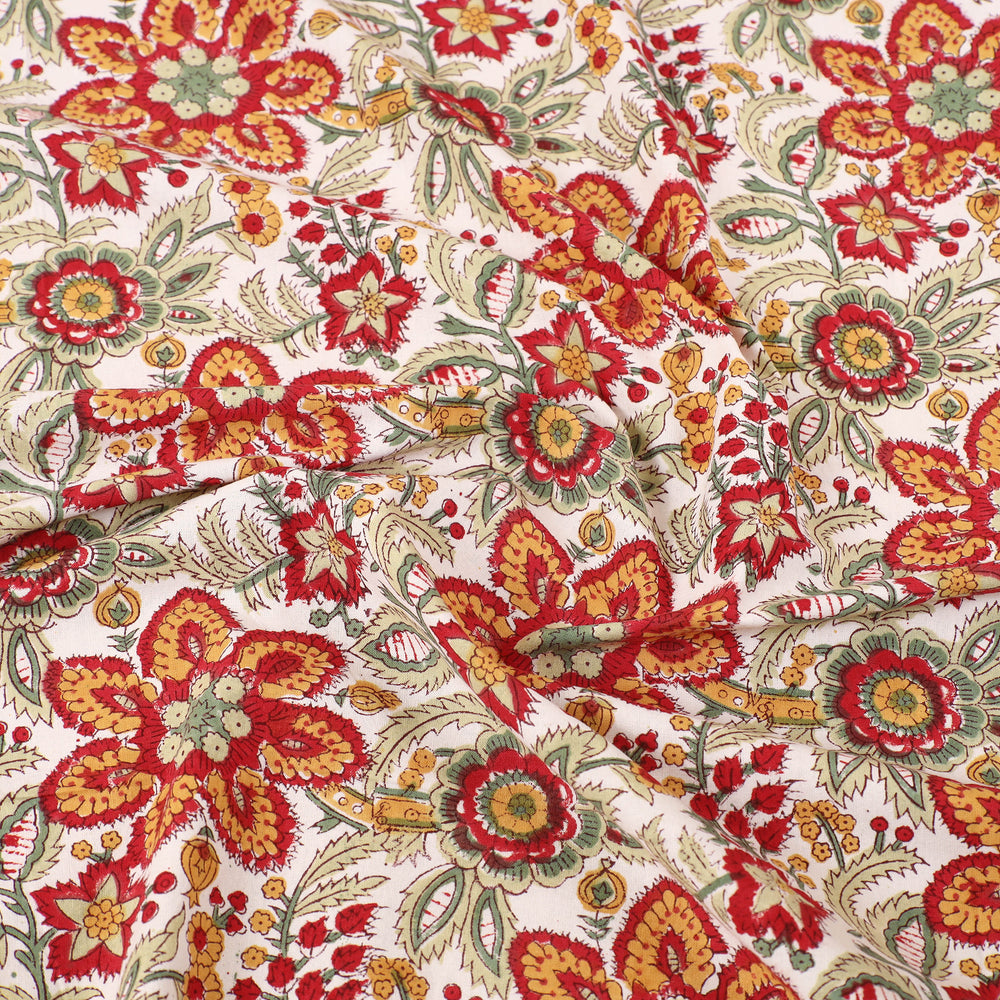 Multicolor - Pure Cotton Single Sanganeri Print Bed Cover 53