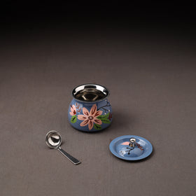 Floral Handpainted Enamelware Stainless Steel Ghee Pot 54