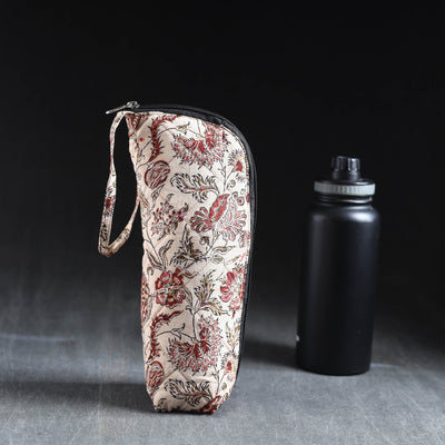 Beige Handmade Cotton 1L Water Bottle Cover