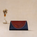 Traditional Kutch Mashru Silk Leather Flap Clutch / Wallet 01