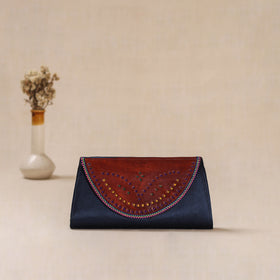 Traditional Kutch Mashru Silk Leather Flap Clutch / Wallet 01