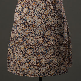 Brown Kalamkari Block Printed Cotton Apron with Pocket 
