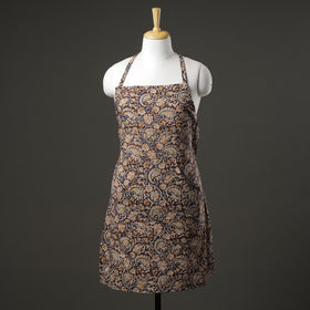 Brown Kalamkari Block Printed Cotton Apron with Pocket 