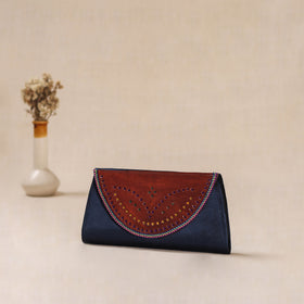 Traditional Kutch Mashru Silk Leather Flap Clutch / Wallet 01