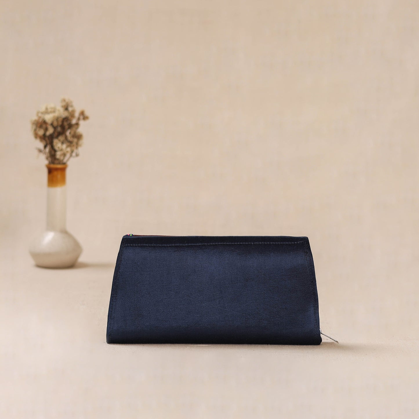 Traditional Kutch Mashru Silk Leather Flap Clutch / Wallet 01