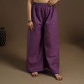  Cotton Purple Flared Jacquard Palazzo