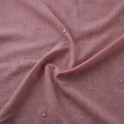 Pink - Kutch Organic Kala Cotton Mirror Work Pure Handwoven Fabric 06