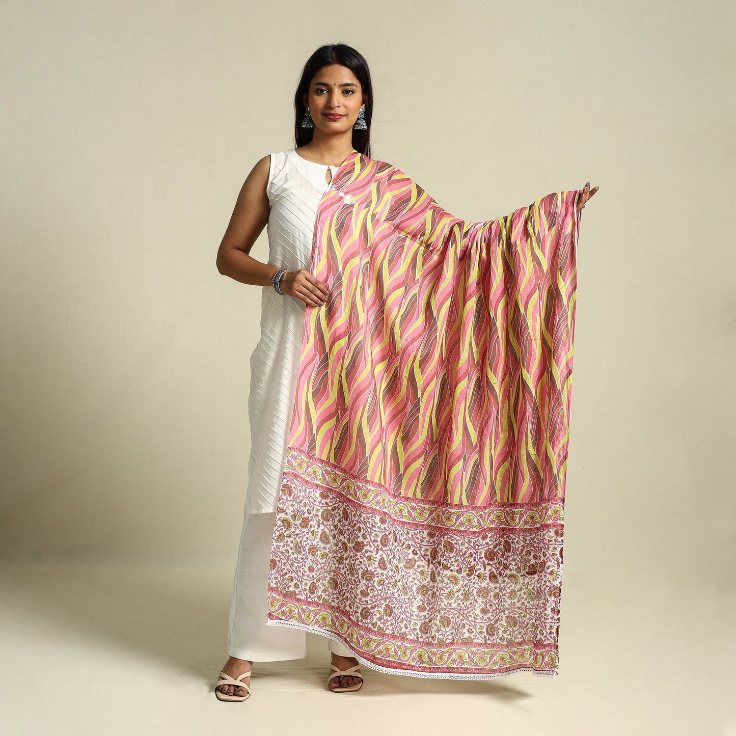  Multicolor Cotton Jaipur Printed Dupatta 