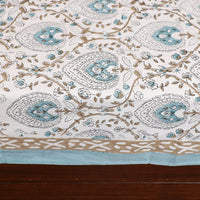 White - Pure Cotton Single Sanganeri Print Bed Cover 54