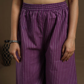  Cotton Purple Flared Jacquard Palazzo
