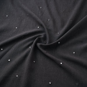 Black - Kutch Organic Kala Cotton Mirror Work Pure Handwoven Fabric 07
