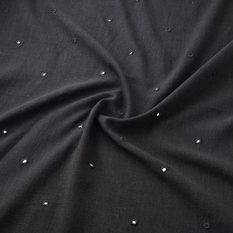 Black - Kutch Organic Kala Cotton Mirror Work Pure Handwoven Fabric 07