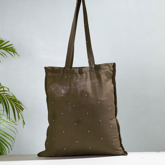 Brown - Jacquard Cotton Jhola Bag