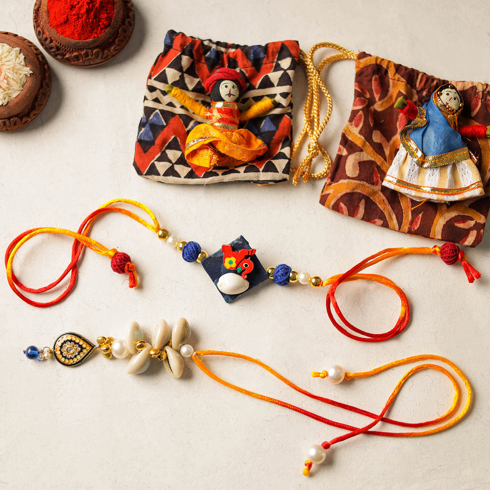 Beadwork Rakhi & Lumba Set