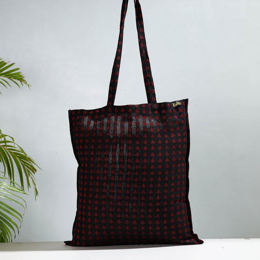 Black - Jacquard Cotton Jhola Bag