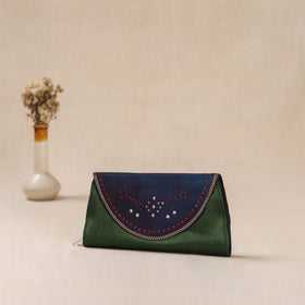 Traditional Kutch Mashru Silk Leather Flap Clutch / Wallet 05