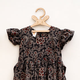 Pure Cotton Girls Tiered Frock Dress in Kalamkari Block Prints (3-4 Years) 06